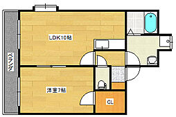 コーポA＆H 3階1LDKの間取り