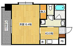 竹屋町村田ビル 5階1Kの間取り