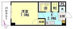 エスぺランサミト 4階1Kの間取り