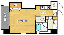 Fancy大手町 2階1Kの間取り