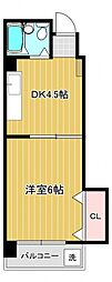 グリーンハウス 4階1DKの間取り