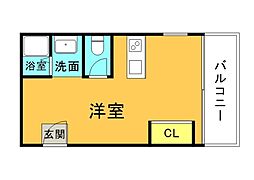 サンライズ舟入 6階ワンルームの間取り