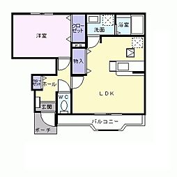 ミルトガーデン 1階1LDKの間取り