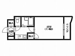 ソレーユ西山 5階1Kの間取り