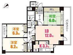 ヒルズステージI番館 8階3LDKの間取り