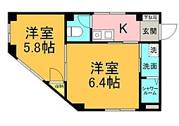 ラビングビル 3階1DKの間取り