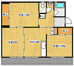 ビレッジハウス広島草津3号棟 4階3DKの間取り