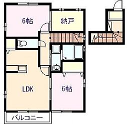 ネクスト吉村II 2階2LDKの間取り