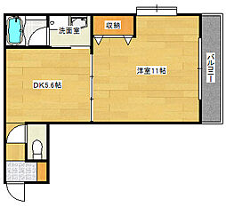 クレールミタキ 2階1DKの間取り