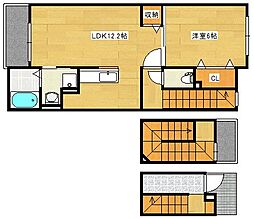 フィデール　庚午 3階1LDKの間取り