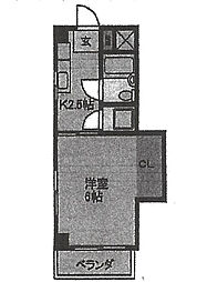 フタバビル 5階1Kの間取り