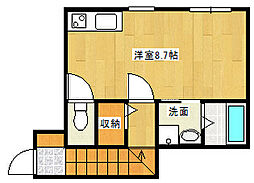 ハーモニーパレス井口 2階ワンルームの間取り