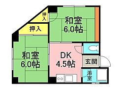 金原ビル 201 2階2DKの間取り
