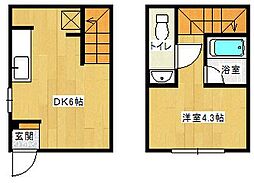 SHELTIE　GARDEN 1階1DKの間取り