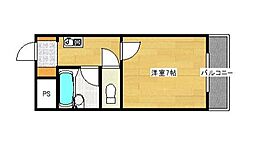Fビル井口 2階1Kの間取り