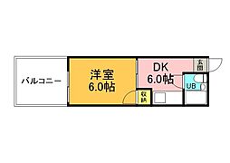 第5光ビル 3階1DKの間取り