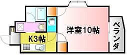 フローラ西原 7階1Kの間取り