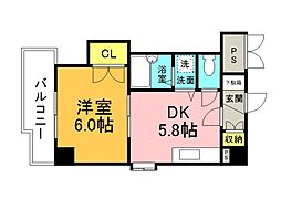 SINCERE舟入 7階1DKの間取り