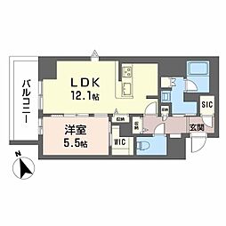 ラヴェール横川 6階1LDKの間取り