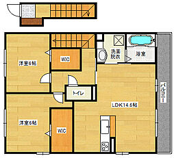 ラクス　ナカヤII 2階2LDKの間取り