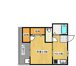 プレゼンス庚午北 4階1Kの間取り