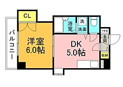 SINCERE舟入 6階1DKの間取り