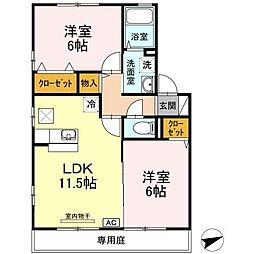 エーデルハイム 1階2LDKの間取り