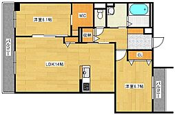 レジデンス・ザ・う越久 2階2LDKの間取り