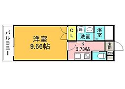 M・テラス上安A棟 1Kの間取図画像