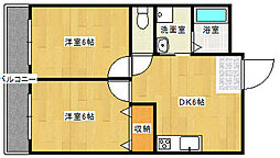 中広ハイム 2DKの間取図画像