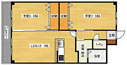 エスポワール迫本 2LDKの間取図画像