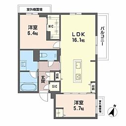 Balloonflower North 2LDKの間取図画像