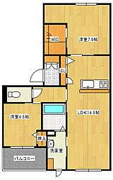 キアレッツァ庚午北 2LDKの間取図画像