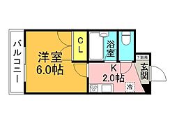 平岩ビル 1Kの間取図画像