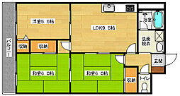 ハイム波多野2 3LDKの間取図画像