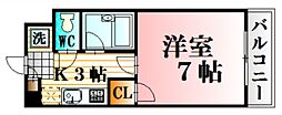 レジャンデール2 1Kの間取図画像