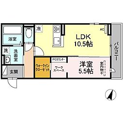 メゾンカルム 1LDKの間取図画像