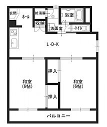 ケンスイビル 2DKの間取図画像