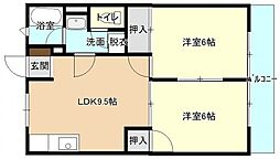 第5岡村ビル 2LDKの間取図画像
