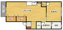 セジュール大町西 1LDKの間取図画像