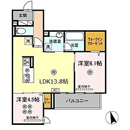 グランシャリオ 2LDKの間取図画像