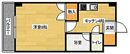 リスティア中筋 1Kの間取図画像
