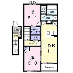 グリュンヴェルデ 2LDKの間取図画像