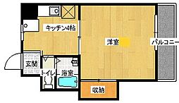 ヴィラ丸本 1DKの間取図画像