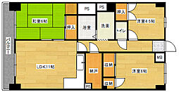 竹屋町マンション 3LDKの間取図画像