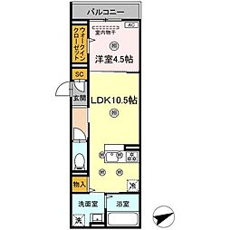 campanella船越 1LDKの間取図画像