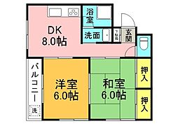 細川ビル 2DKの間取図画像