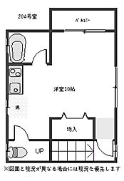 高野アパート ワンルームの間取図画像