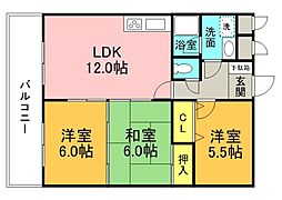 コリーヌヴェール 3LDKの間取図画像