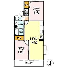 セジュール浅田 2LDKの間取図画像